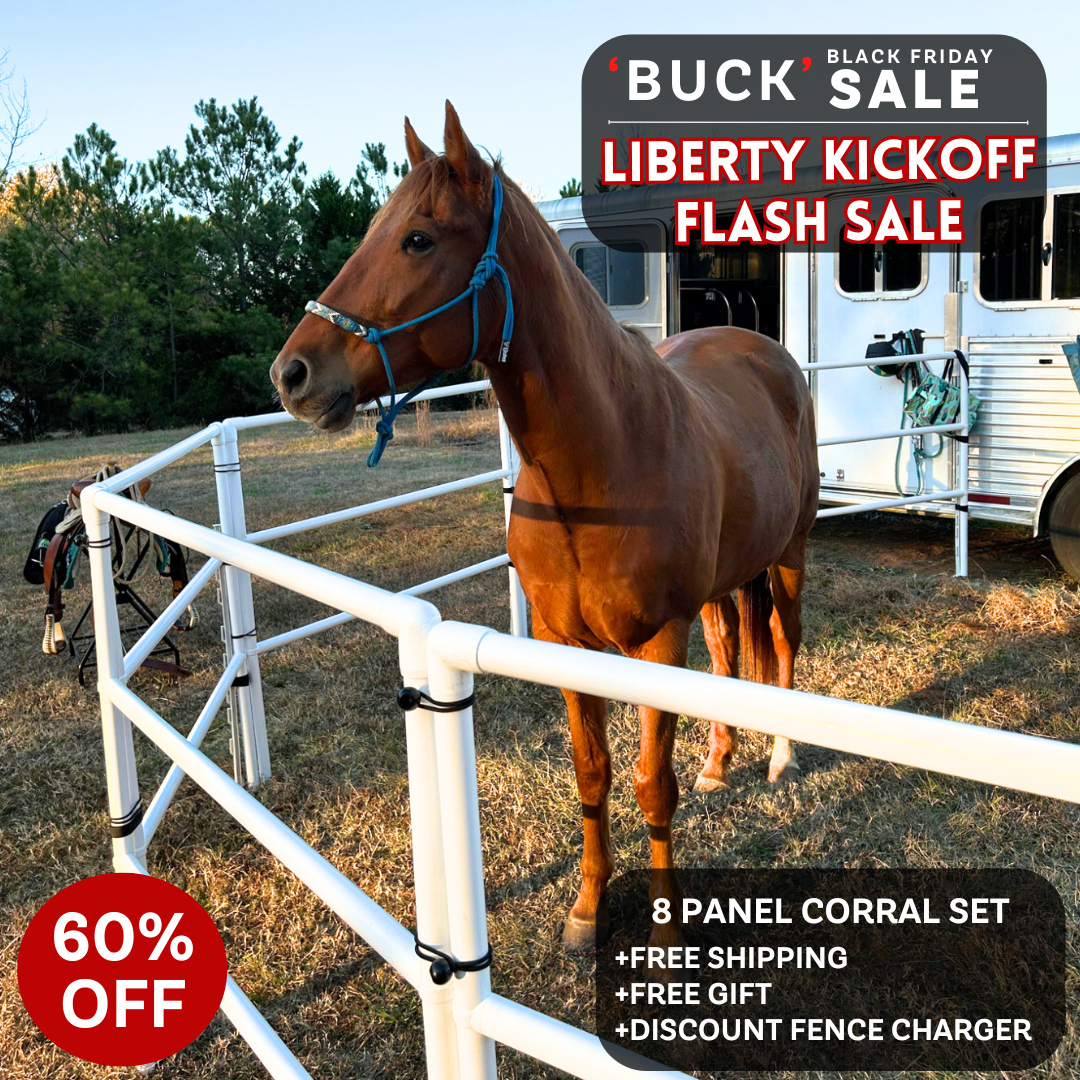 Modular Horse Corral Portable Panel Fencing: (Liberty 8 Panels; 3 Rails)