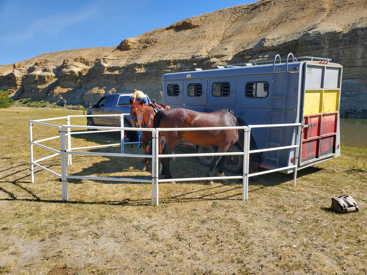 Modular Horse Corral Portable Panel Fencing: (Liberty 8 Panels; 3 Rails)