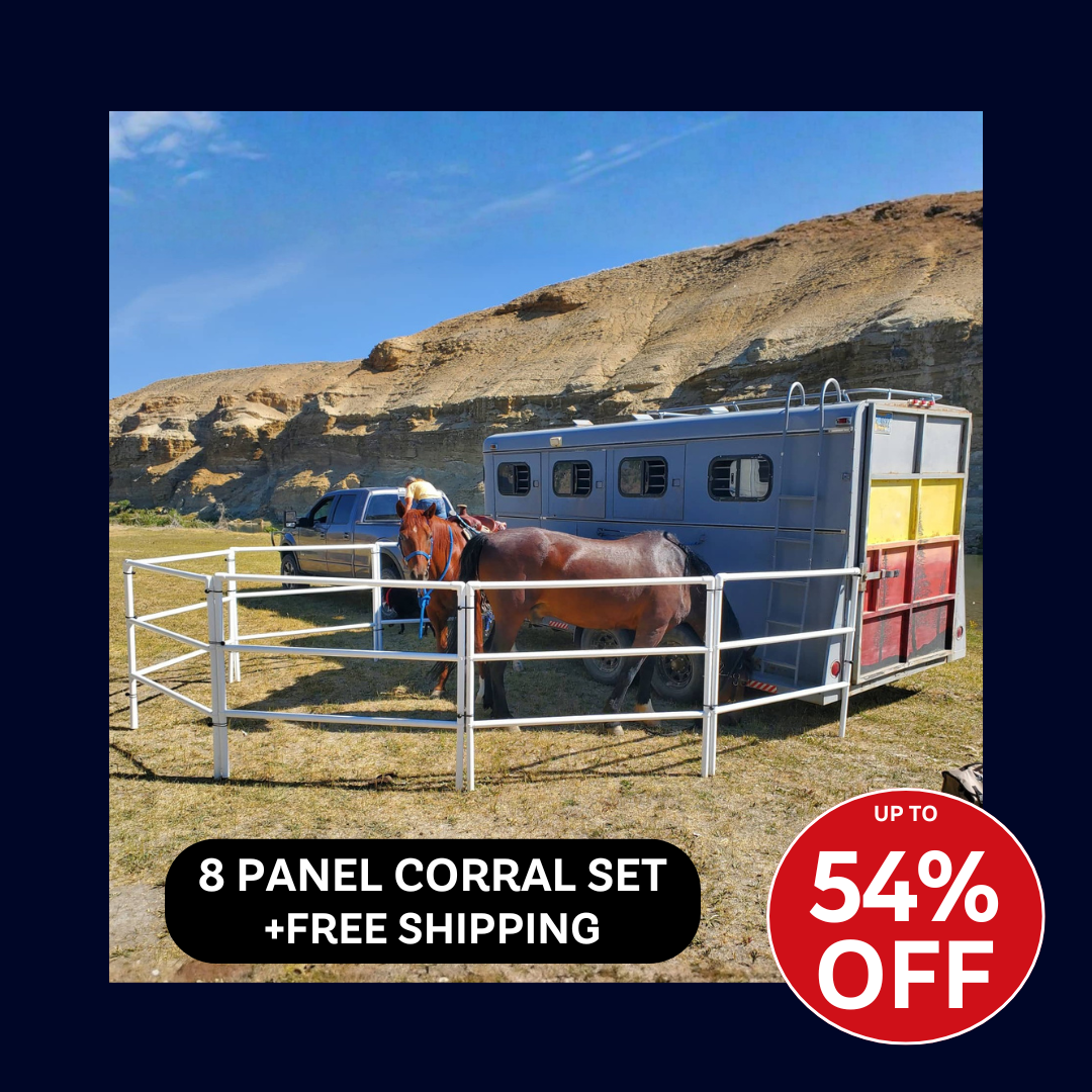 Modular Horse Corral Portable Panel Fencing: (Liberty 8 Panels; 3 Rails)