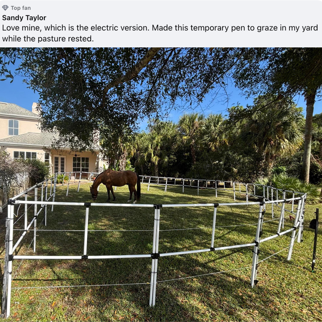 Ready Made Portable Electric Horse Corral Fencing: (Electric EconoLine 10+2=12 Panels; 2 Rails)