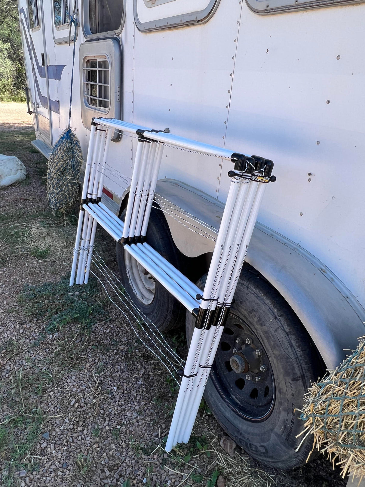Ready Made Portable Electric Horse Corral Fencing: (Electric EconoLine 4 Panels; 2 Rails)