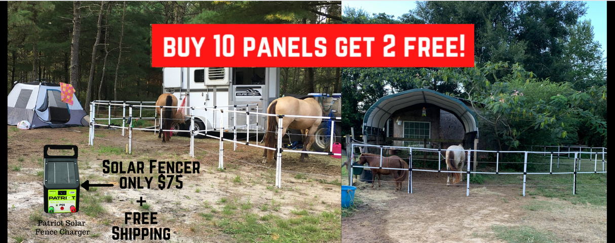 Ready Made Portable Electric Horse Corral Fencing: (Electric EconoLine 10+2=12 Panels; 2 Rails)