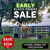 Ready Made Portable Electric Horse Corral Fencing: (Electric EconoLine 6 Panels; 2 Rails)