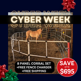 Ready Made Portable Electric Horse Corral Fencing: (Electric EconoLine 8 Panels; 2 Rails)