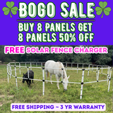 BOGO Ready Made Portable Electric Horse Corral Fencing: (Electric EconoLine 8x2 = 16 Panels; 2 Rails)