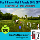 BOGO Ready Made Portable Electric Horse Corral Fencing: (Electric EconoLine 8x2 = 16 Panels; 2 Rails)