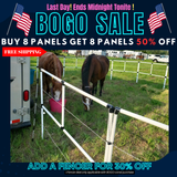 BOGO Ready Made Portable Electric Horse Corral Fencing: (Electric EconoLine 8x2 = 16 Panels; 2 Rails)