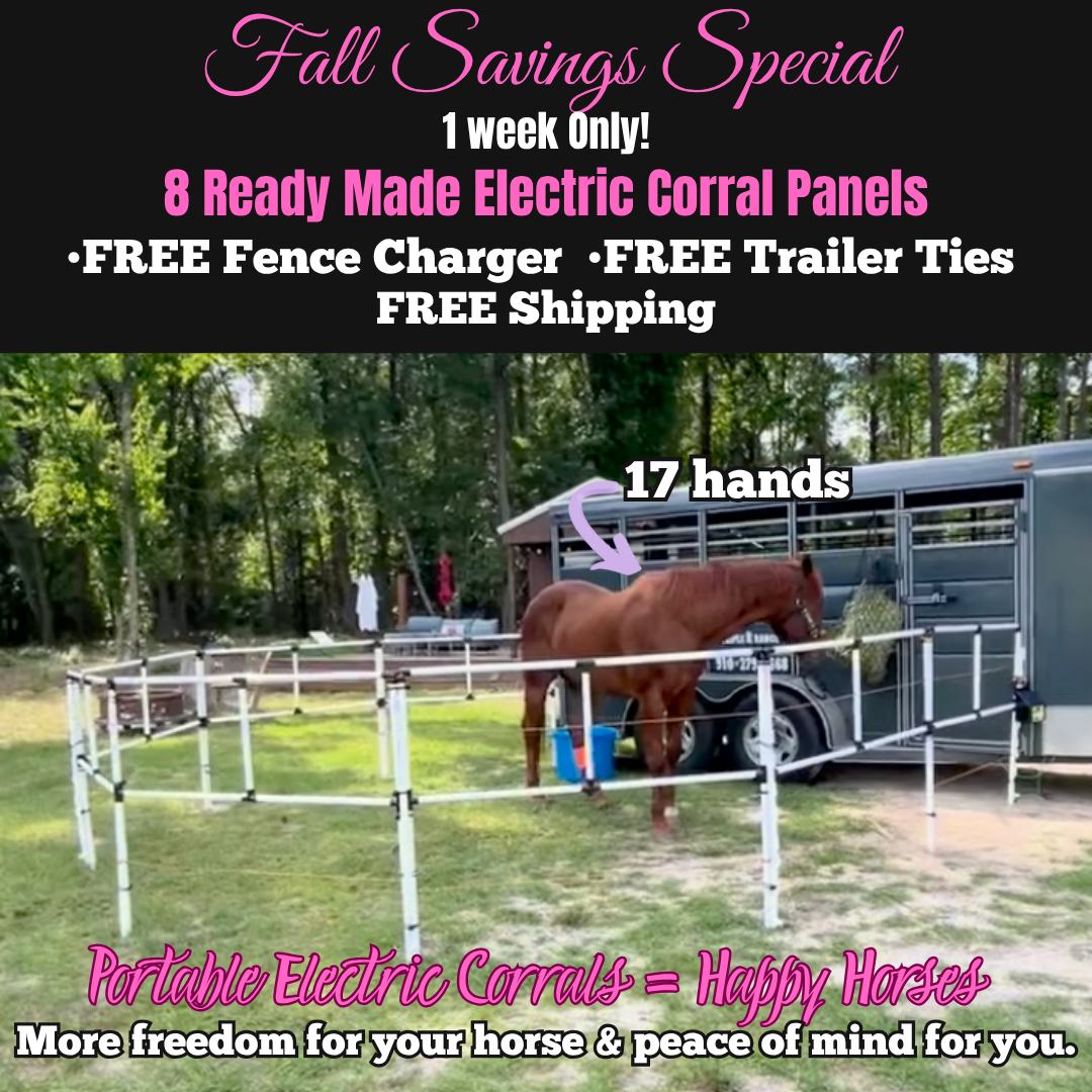 Ready Made Portable Electric Horse Corral Fencing 8 Panels 2 Rails