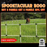 BOGO Ready Made Portable Electric Horse Corral Fencing: (Electric EconoLine 8x2 = 16 Panels; 2 Rails)