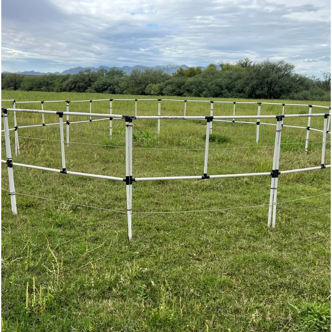 BOGO Ready Made Portable Electric Horse Corral Fencing: (Electric EconoLine 8x2 = 16 Panels; 2 Rails)