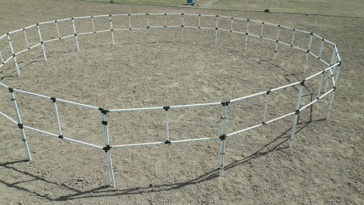 Ready Made Portable Electric Horse Corral Fencing: (Electric EconoLine 14+4=18 Panels; 2 Rails)