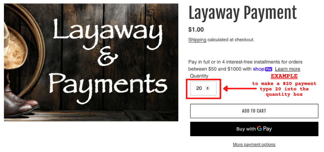 Layaway Payment